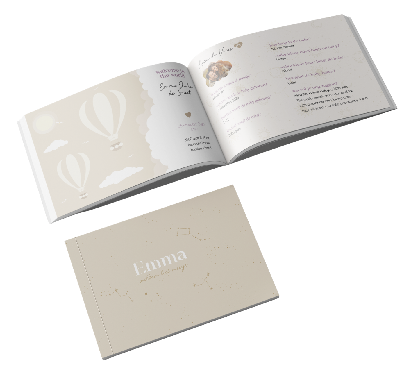 Babypool boekje open en dicht - Dreamy thema